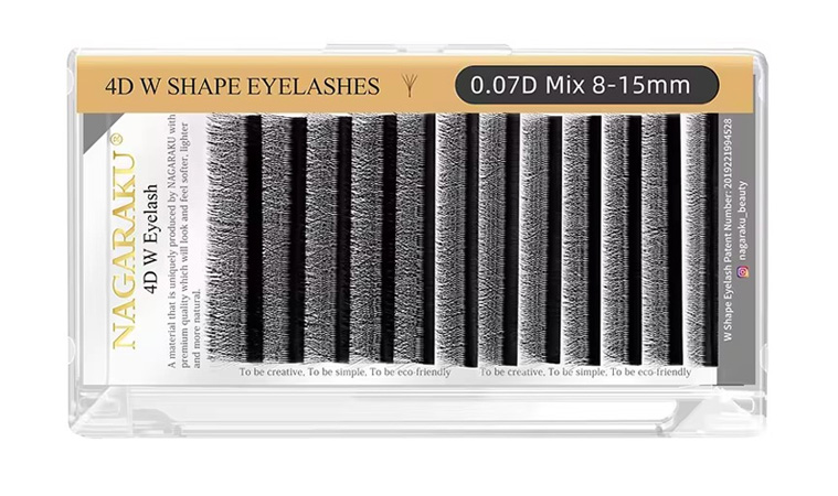 NAGARAKU 4D Double V Shape Eyelash Extensions Mega Volume Pre-made Heavy False Eyelashes Time-Saving Premium Mink Material